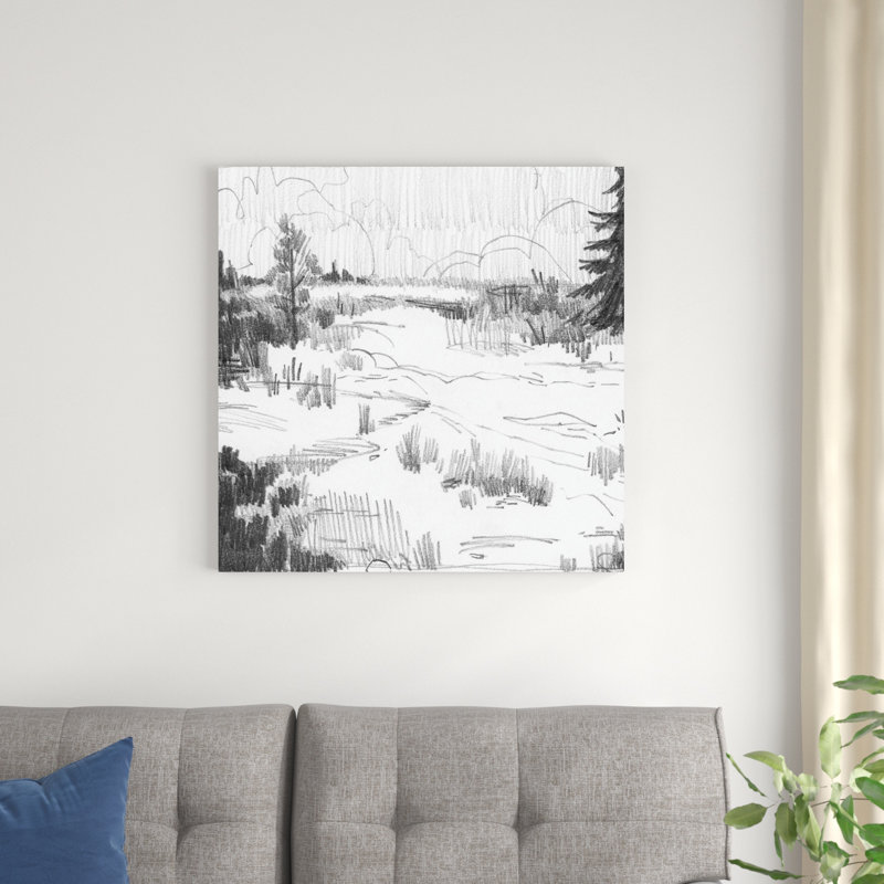 «Wildland Sketch I» par Jacob Green - reproduction de dessin sur toile tendue, H 30 po x l 30 po
