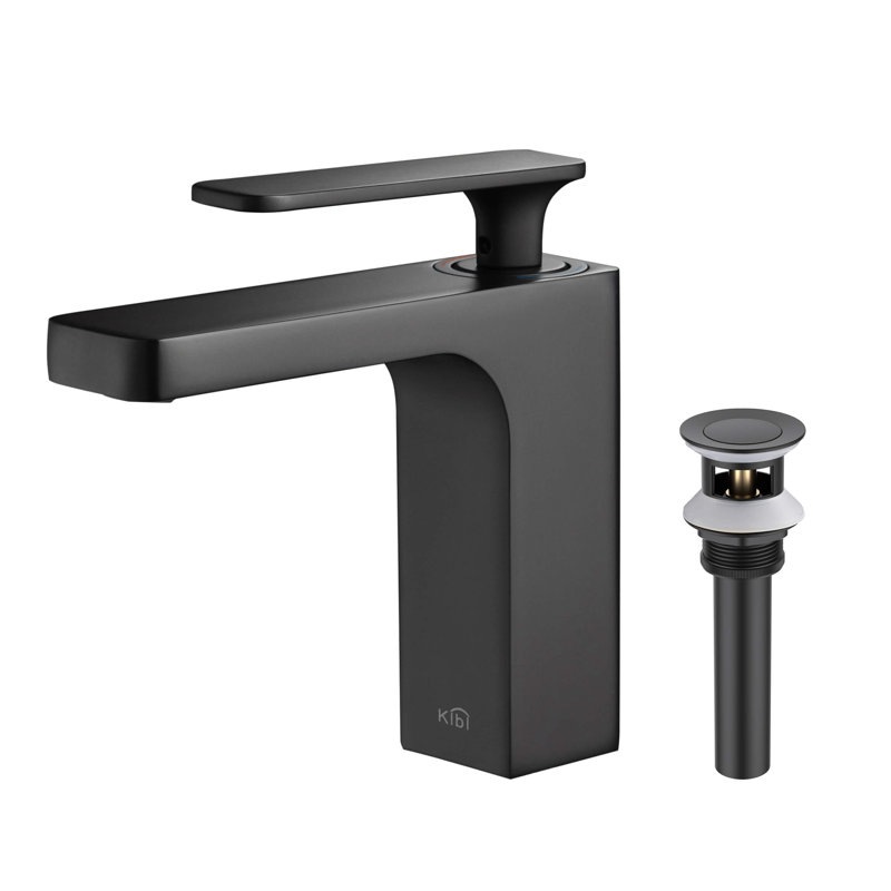 Infinity Single-Hole Single-handle Bathroom Faucet, Matte Black, With Pop Up Drain