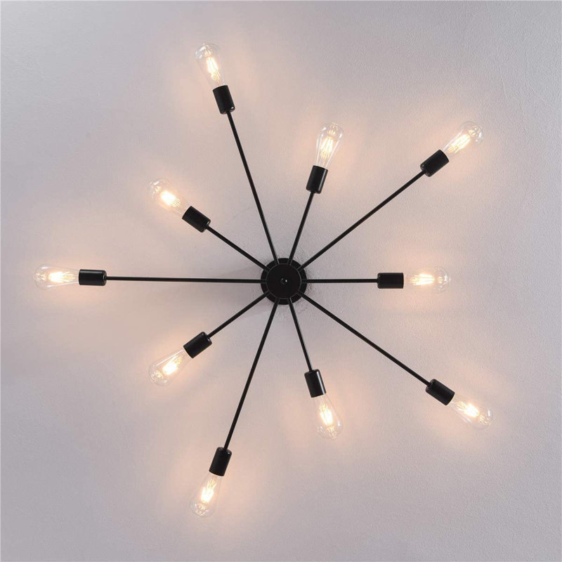 Lorise 10-Light 97cm Semi Flush Mount, Black