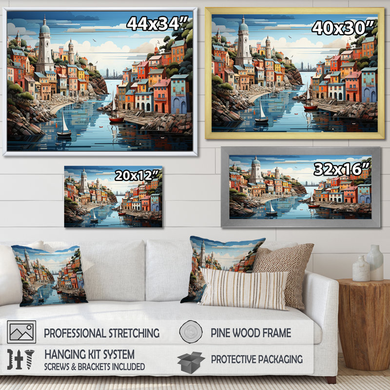 Coastal Minimalisme Harbor Hues I - impression, H 30 po x l 40 po x P 1,5 po, Cadre naturel flottant