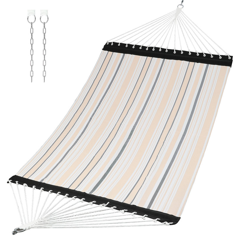 Hamac de camping double en tissu textilène Avalynn, Rayures noires