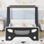 Lit simple en forme de voiture avec toit, lit simple en bois avec roues et porte-1713699149