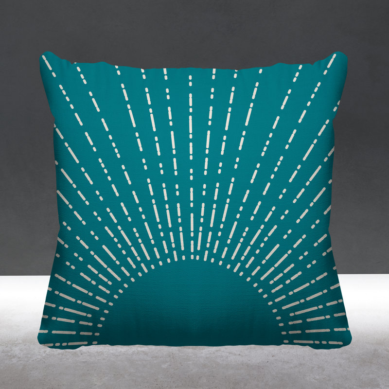 Coussin intérieur / extérieur Sunny Boho Starbusrt, L 19 po x H 19 po, Turquoise