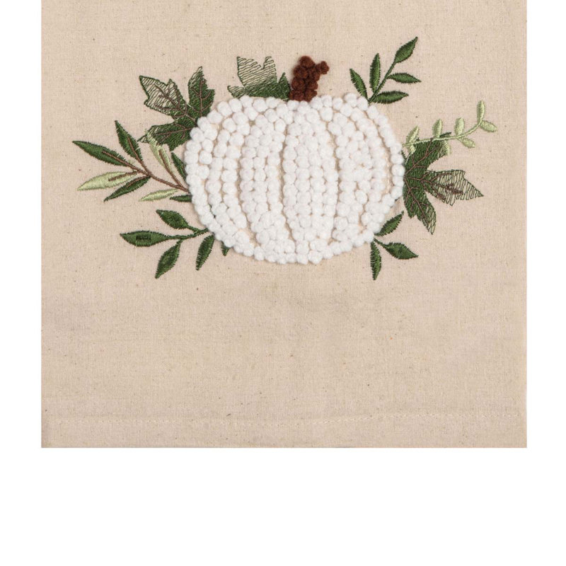 Serviette blanche citrouille botanique