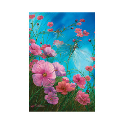 Dragonflies And California Poppies by Laura Curtin - Wrapped Canvas Painting