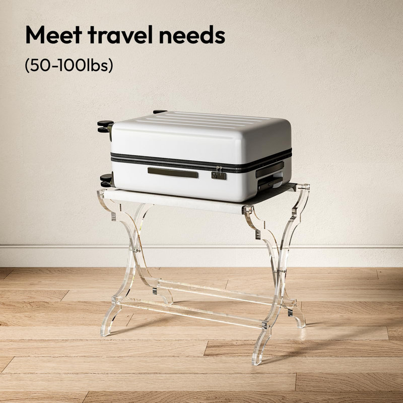Clear Acrylic Foldable Luggage Rack with PET Fabric Shelf