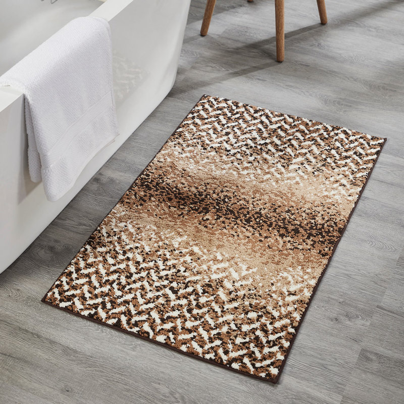 Tapis de cuisine / de salle de bain avec envers antidérapant Annaruth Collection, Brun, Rectangle 24 po x 40 po