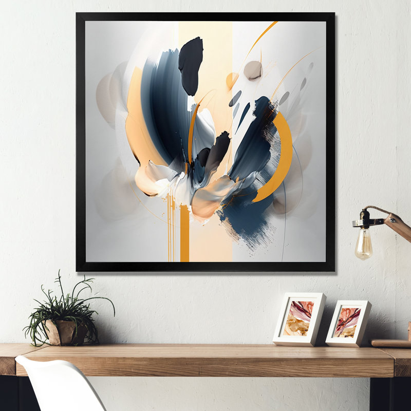 Peinture abstraite fleur - décoration murale abstraite, Impression noire sur toile encadrée, H 16 po x l 16 po x P 1 po