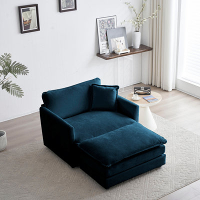 Modern Sofa  Accent Chair With Ottoman, Living Room Club Chair Chenille Upholstered Armchair , Reading Chair For , Chenille