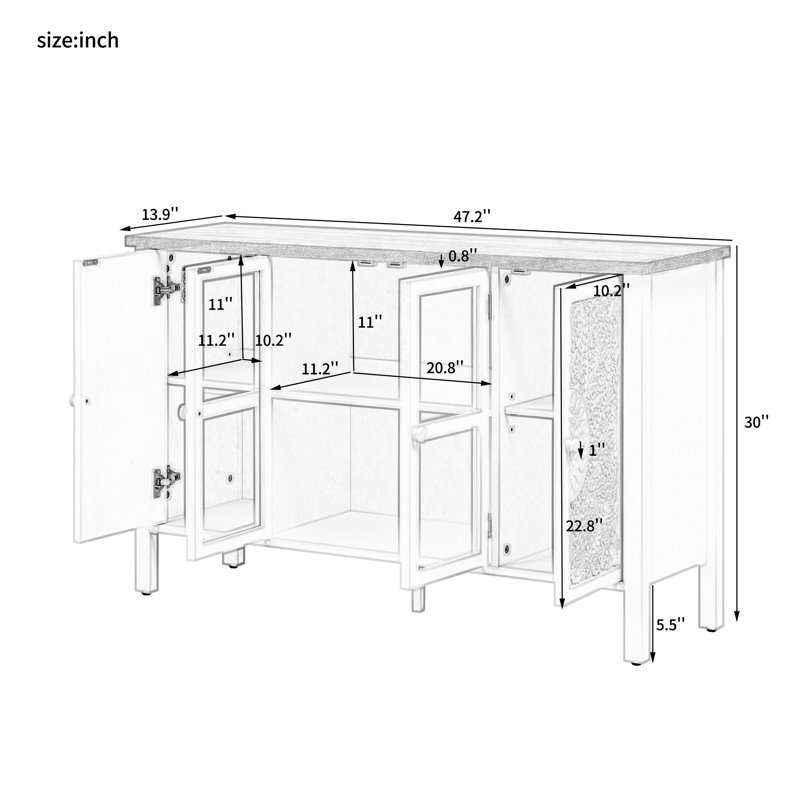 Buffet 47 po, Naturel / Blanc