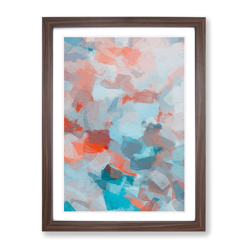 Facing The Sea Abstract - Single Picture Frame Painting, 64cm H x 46cm W x 2cm D, Walnut