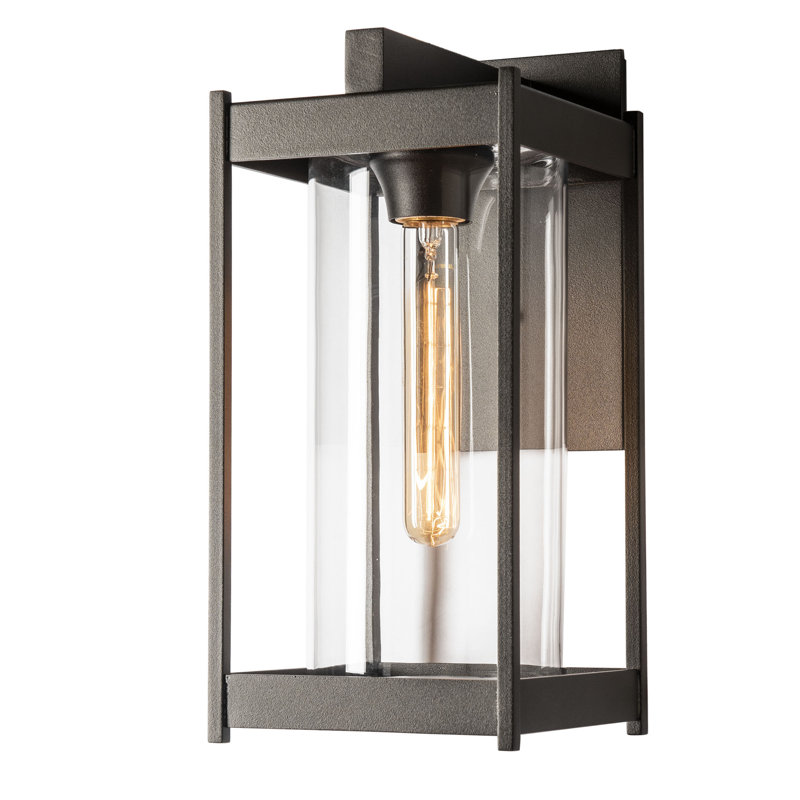 Cela Outdoor Wall Lantern, 13.6" H x 6.2" W x 7.5" D, Coastal Bronze, Clear Glass