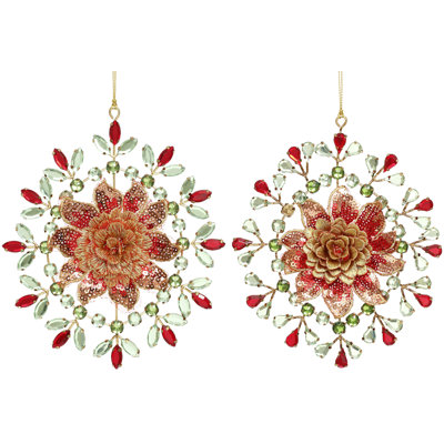 Jeweled Snowflakes Ornaments - 5 Inches Set Of 6