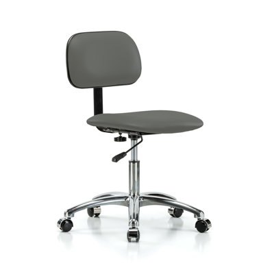 PERCH Chrome Lab Chair with Adjustable Backrest | Desk Height 17-22"