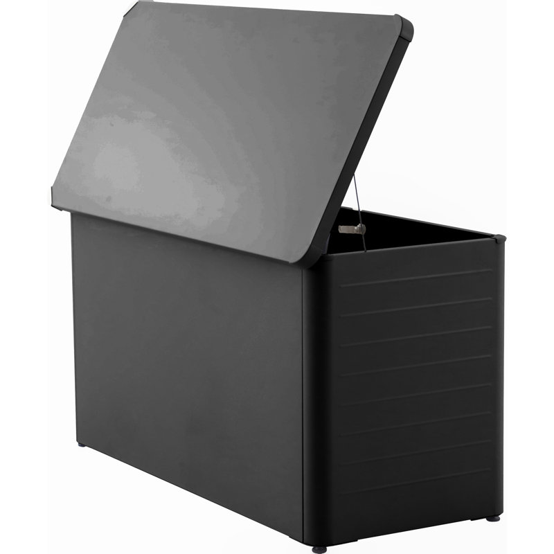 Chalandra Galvanised Steel Lockable Deck Box with Wheels, Black