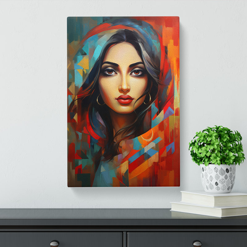 Indian Woman Expressionism - Print on Canvas, 60cm H x 40cm W x 3cm D