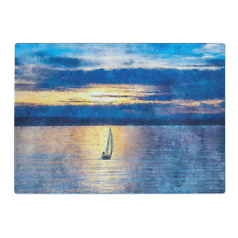 Sailing Boat Vol.1 Painting Chopping Board, 0.4cm H x 20cm W x 28.5cm L