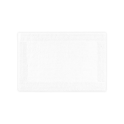 Tapis de bain blanc réversible 100% coton 24 x 60 po 3000 g / m² avec motif - doux, lavable à la machine, antidérapant, moelleux dense, facile d'entretien, velours moyen 0,5
