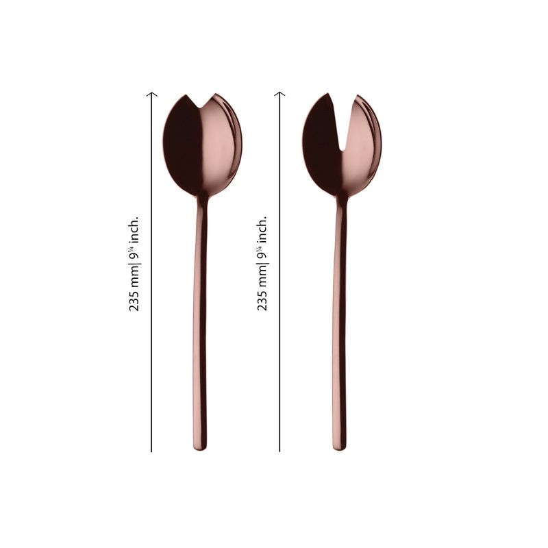 Due Stainless Steel Salad Servers, 9.66" L x 3" W, Bronze