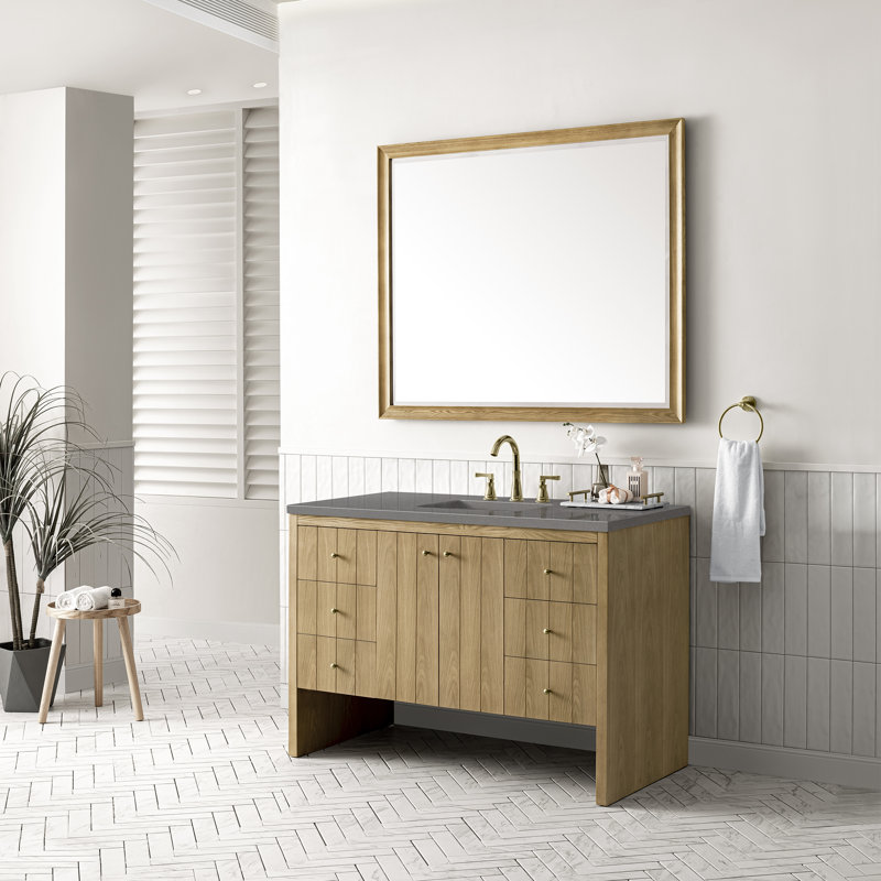 Hudson 48'' W Single Vanity, Ethereal Noctis, 8" Widespread, Light Natural Oak