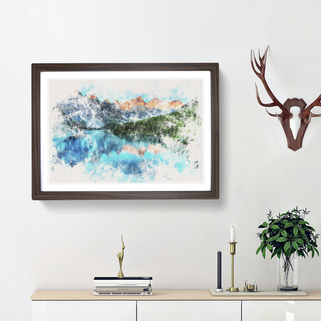 Banff National Park in Alberta Canada Watercolour - Framed Print