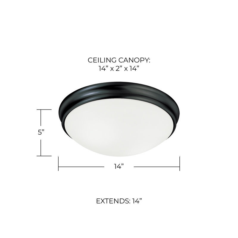 Bruton Glass Flush Mount, Matte Black