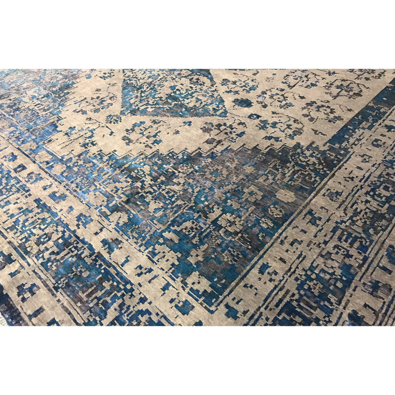 Neo Villa Oriental Area Rug in Beige/Blue, Rectangle 9' x 12'2"