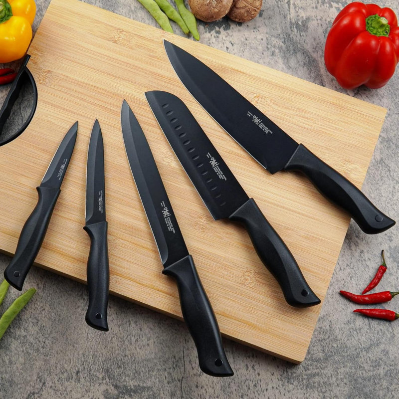 Ensemble de couteaux, ensemble de 15 couteaux de cuisine avec bloc auto-affûtant, lavable au lave-vaisselle, poignée antidérapante