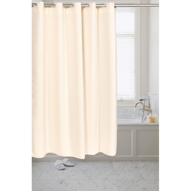 Rideau de douche simple Cyra Waffle Weave, Ivoire