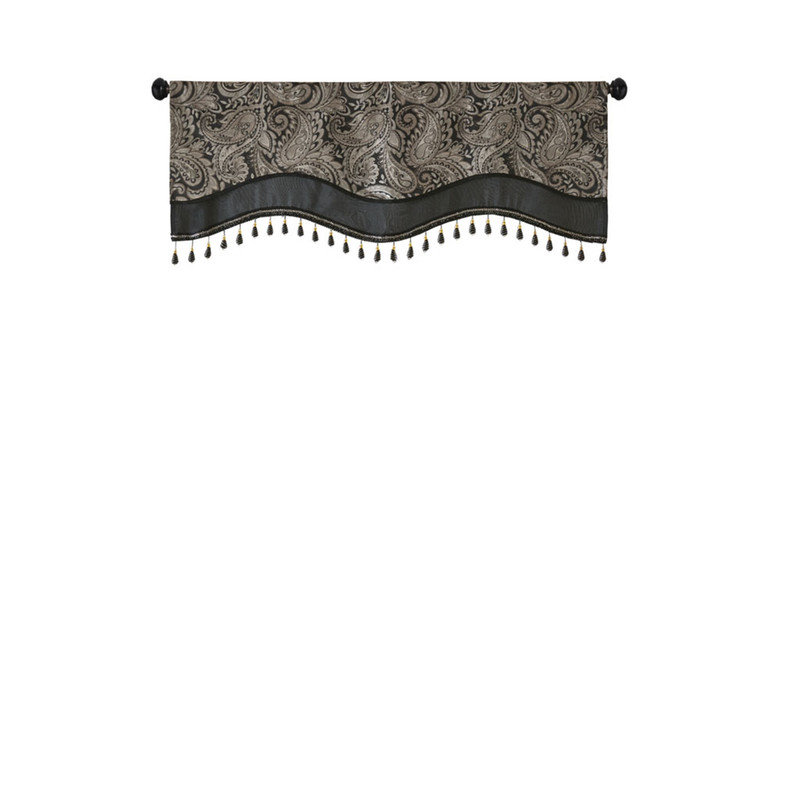 Cantonnière à passe-tringle en jacquard Paisley
