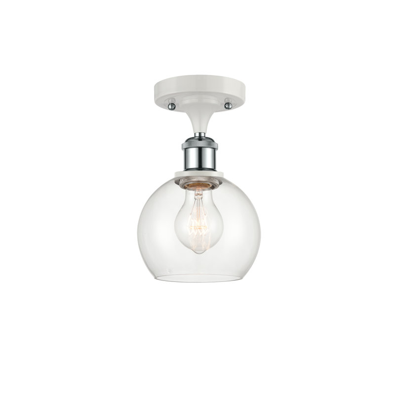 Plafonnier semi-encastré 1 lumière Cindi, H 9,88 po x l 6 po x P 6 po, Transparent, Blanc / chrome poli