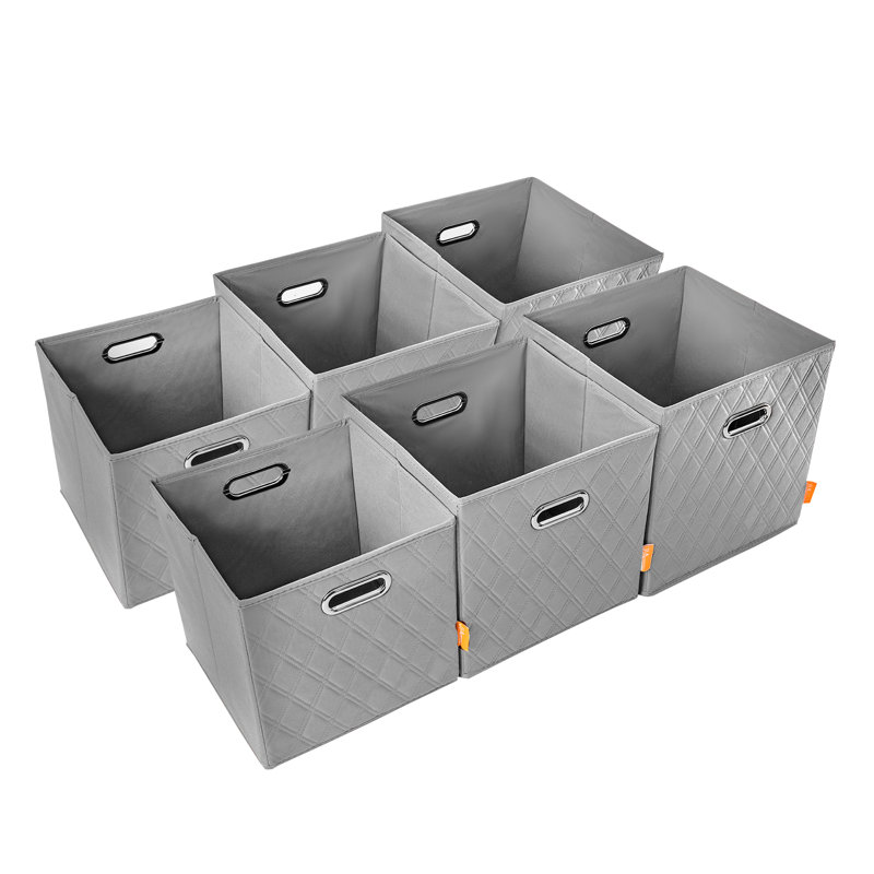 Rebrilliant Faux Leather Decorative Bin, 11" H x 11" W x 11" D, Gray