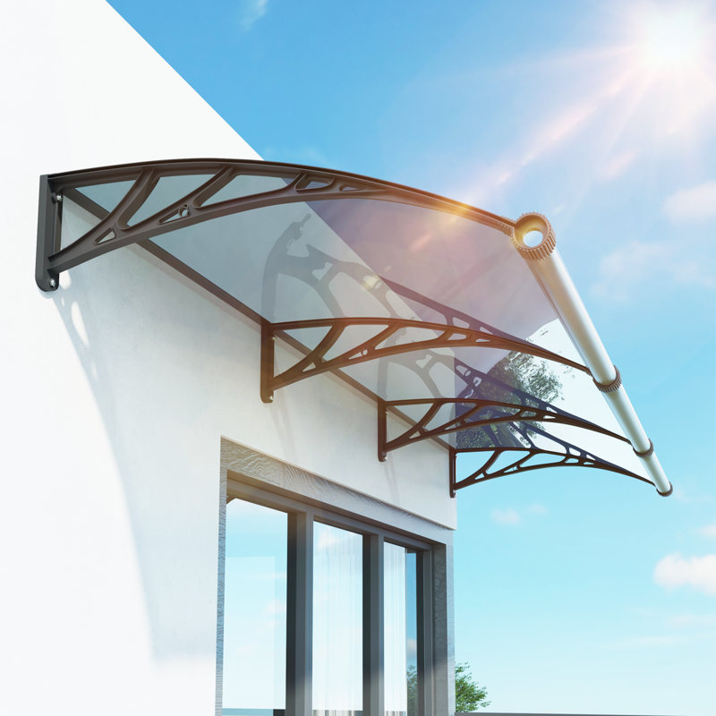 Solid Polycarbonate Sheet Window Awning Door Canopy  Panel with Large Drainage Grooves Bracket Outdoor Patio Shelter