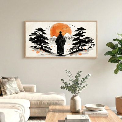 «Sunset Monk», reproduction d'art sur toile encadrée, ensemble de 1 48 po x 24 po
