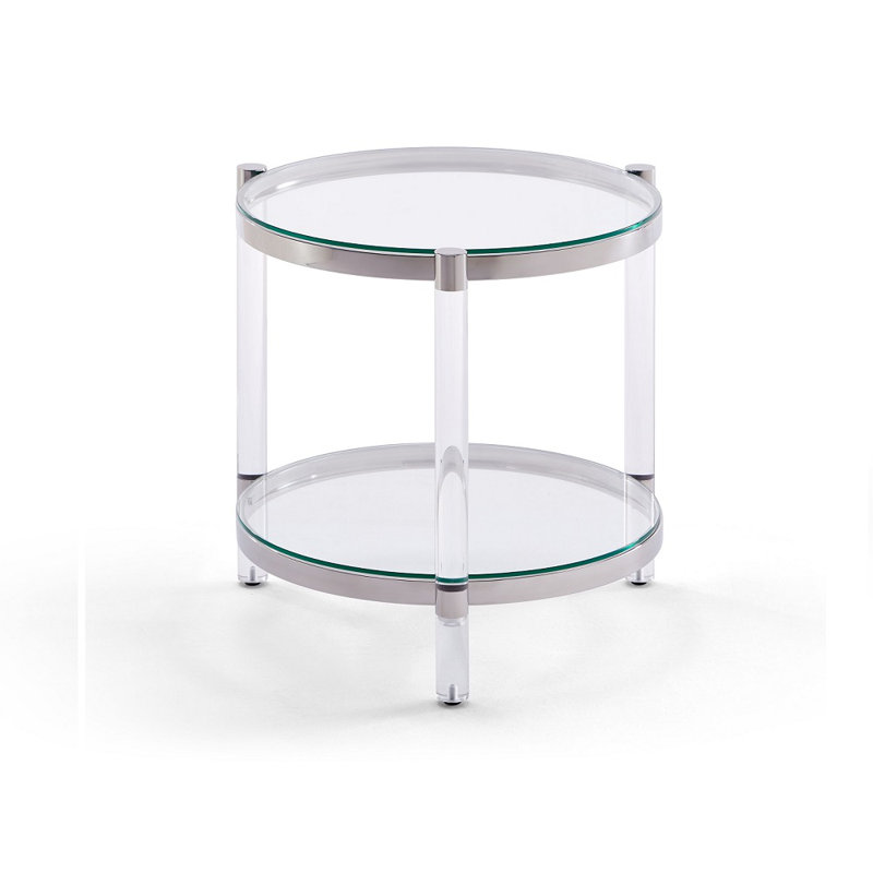 Glass Top End Table, Silver