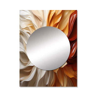 Sunlit Spiral - Abstract Spirals Unique Wall Mirror, Beige Mirror, Printed Metal Art