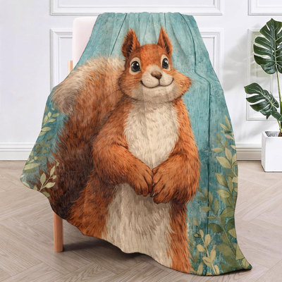 Joli jeté en flanelle écureuil Woodland, charmant décor de faune sauvage pour les ados, amoureux des animaux rustiques, douillets en molleton léger, chambre à coucher, dortoir, camping, cadeaux de voyage, 50 x 60 pouces