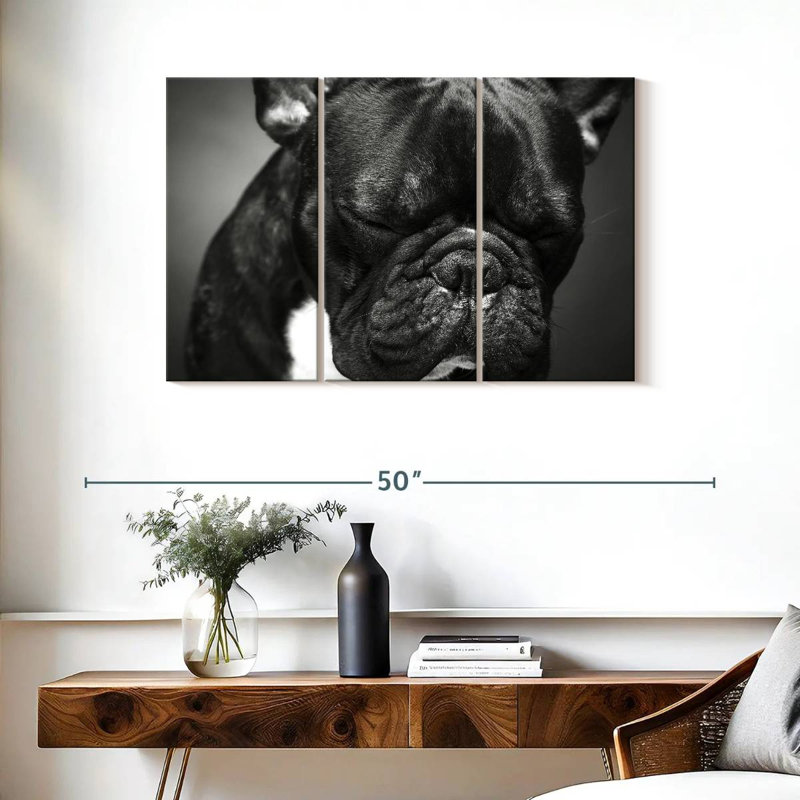 Bouledogue français mélancolique, H 24 po x l 38 po