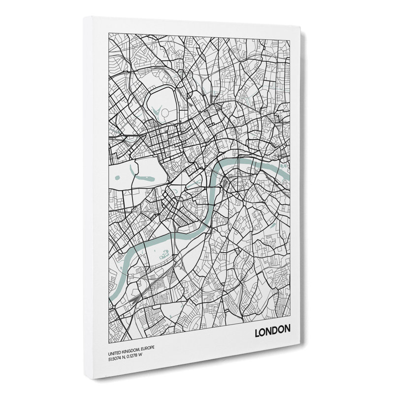 Map London UK - Wrapped Canvas, 50cm H x 35cm W x 3cm D