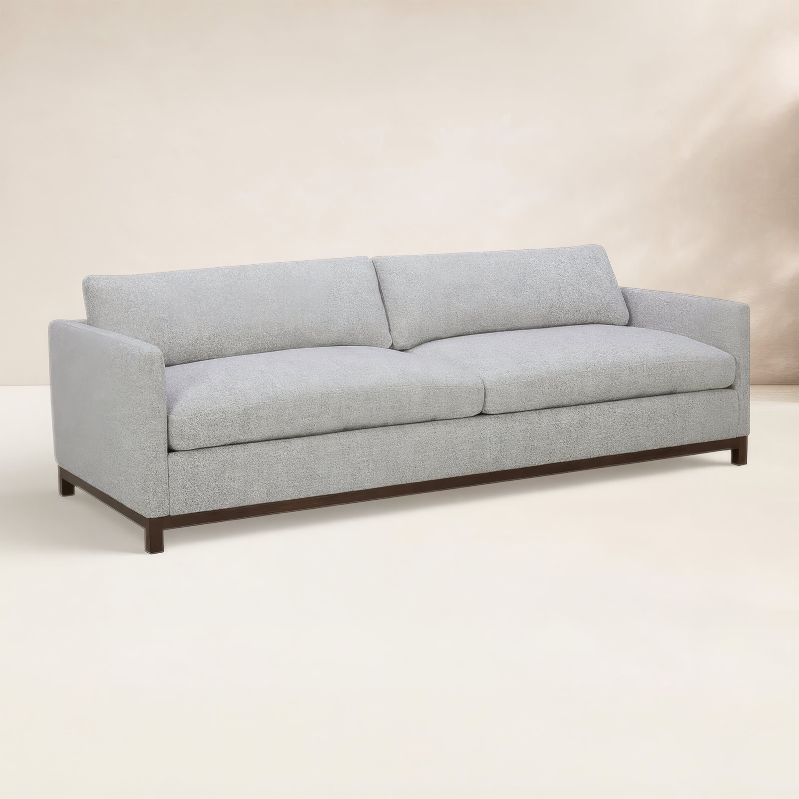 Liz 85" Upholstered Sofa, Gray Heathered, Dark Brown, 32.28"H x 84.25"W x 39.37"D