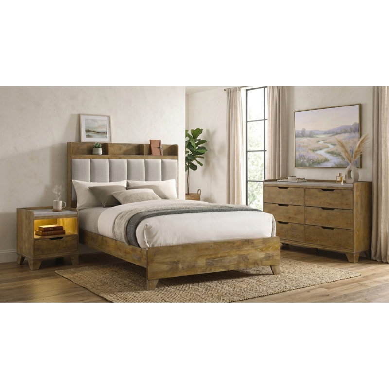 Ensemble de chambre à coucher 3 pièces Whitfield, 3 Pcs: Bed, Nightstand, Dresser, King