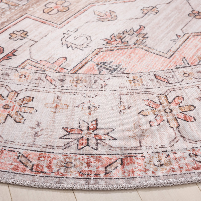 Maritess Machine Washable Southwestern Rug, Round 6'
