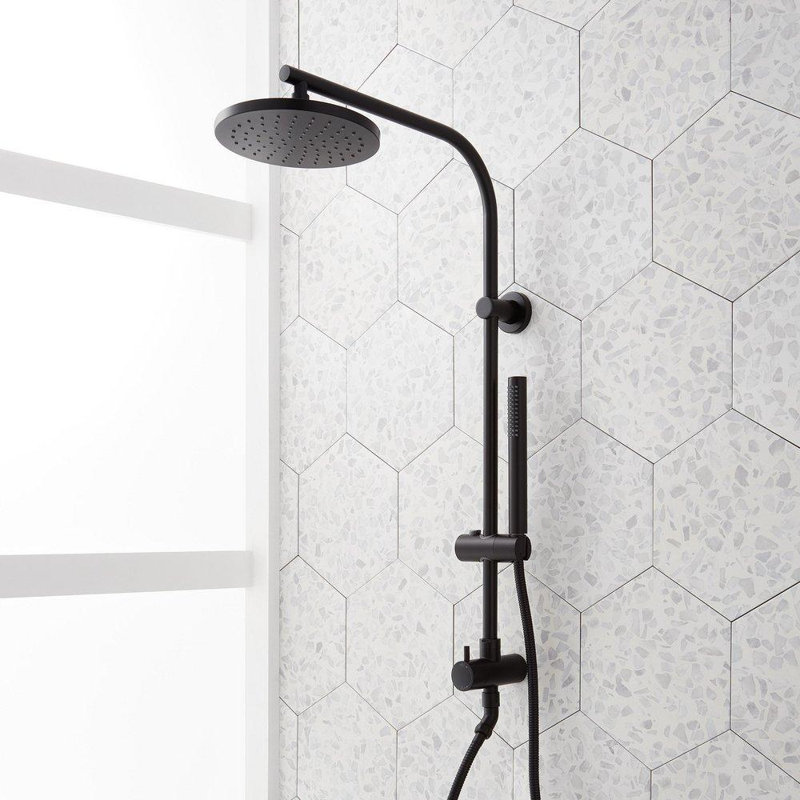Retrofit Exposed Pipe Shower Set, Noir mat