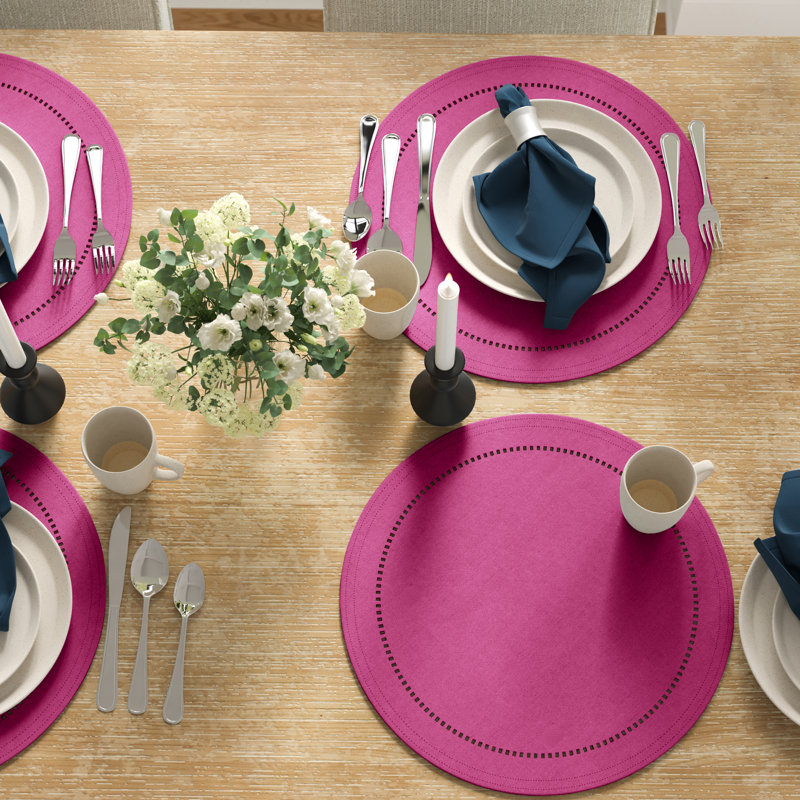 Polyviscose Round Placemat, Plum