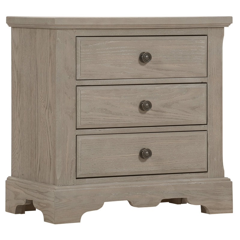 Table de chevet en bois massif à 3 tiroirs Cutlerville, Gris