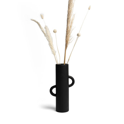 Vase moderne en forme de tube abstrait Villa Moda Ari, noir