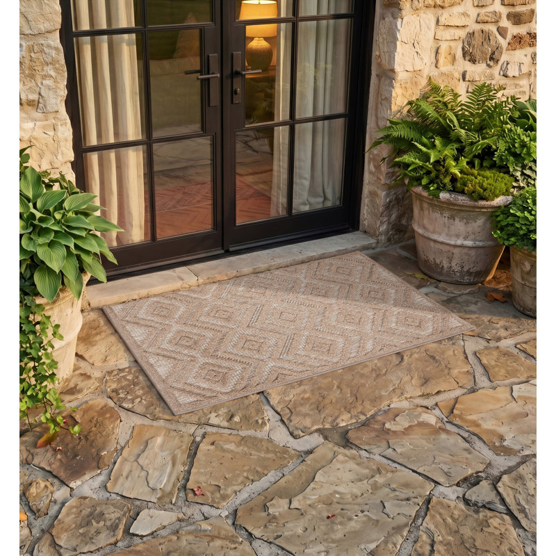 Tapis intérieur / extérieur à motif de losanges polyvalent Foundry Select, Rectangulaire 2 pi x 4 pi