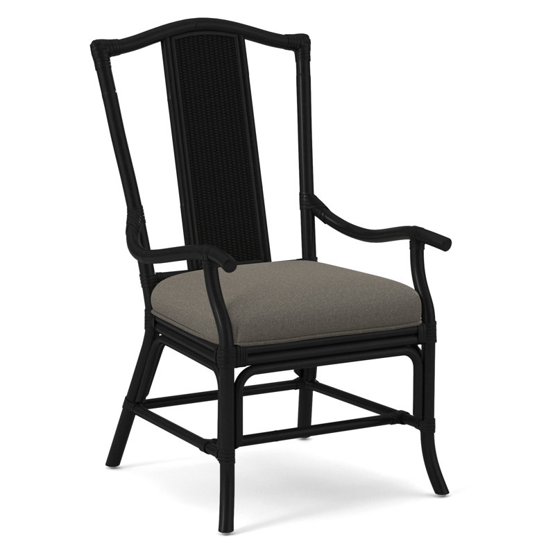 Drury Lane Slat Back Dining Arm Chair, Black, Gray Sugar Performance; 0863-84