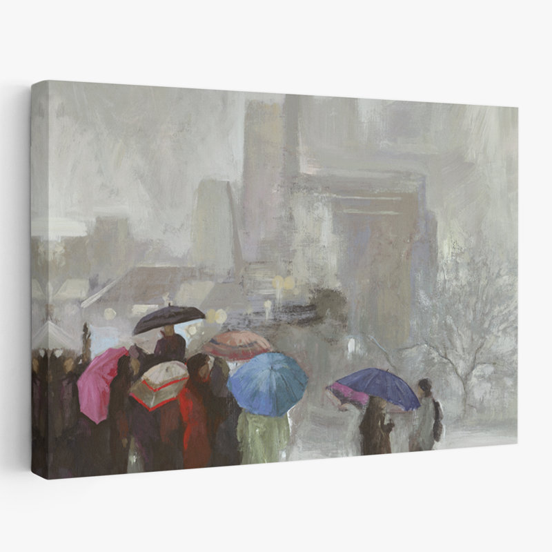 Pluie - impression sur demande - paysages urbains Painterly Impressionism People Art, H 16 po x l 24 po