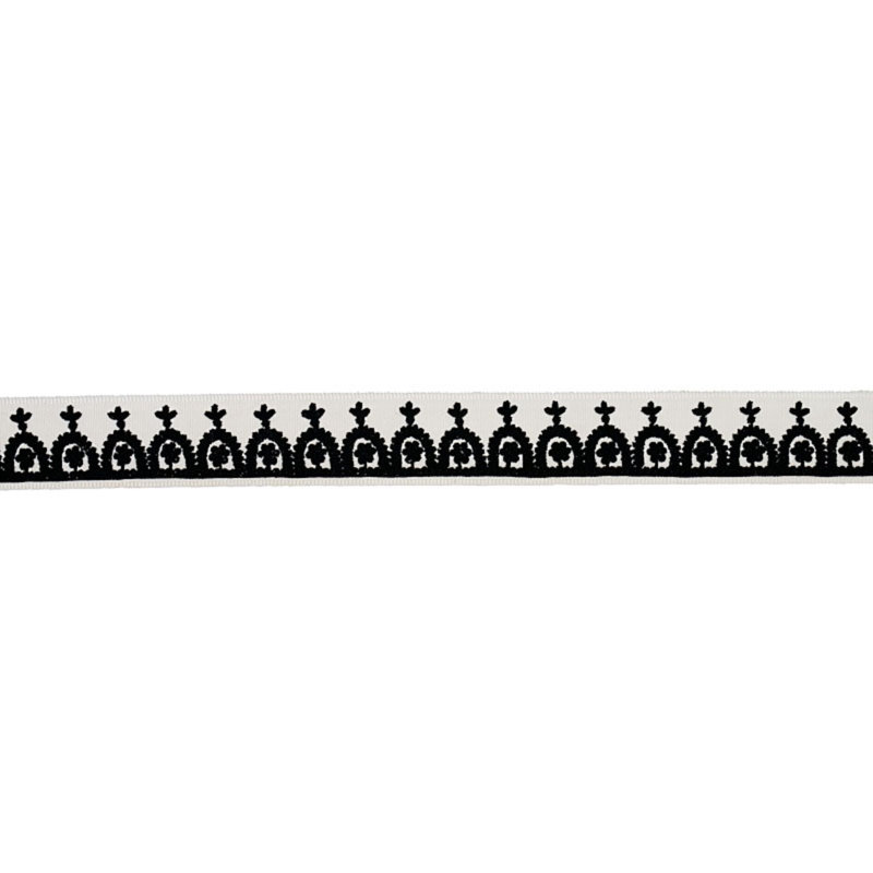 Noelia Embroidered Tape, Black/White